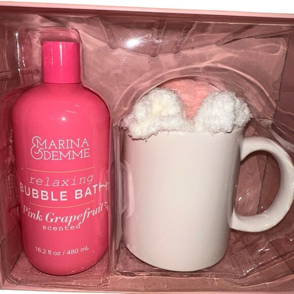 Marina & Demme Pink Grapefruit Relaxing Bubble Bath & Mug Gift Set OS NWOT - Picture 6 of 6